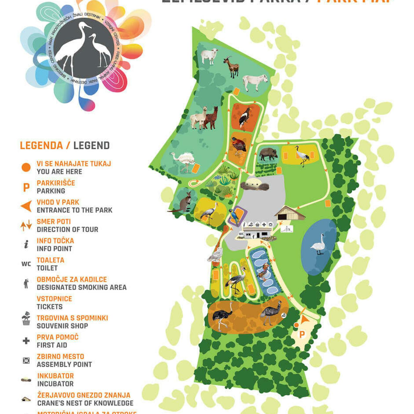 Zemljevid parka prostoživečih živali